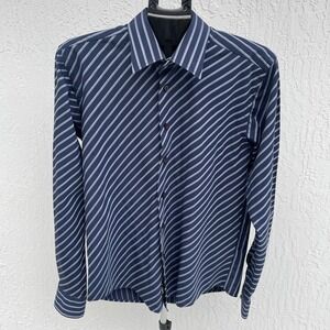 Golf Collection Men's Size Large Long Sleeve Blue Stripe Button Down